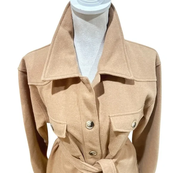 Joie Camel Belted Blazer shacket shirt jacket size medium - Picture 5 of 10